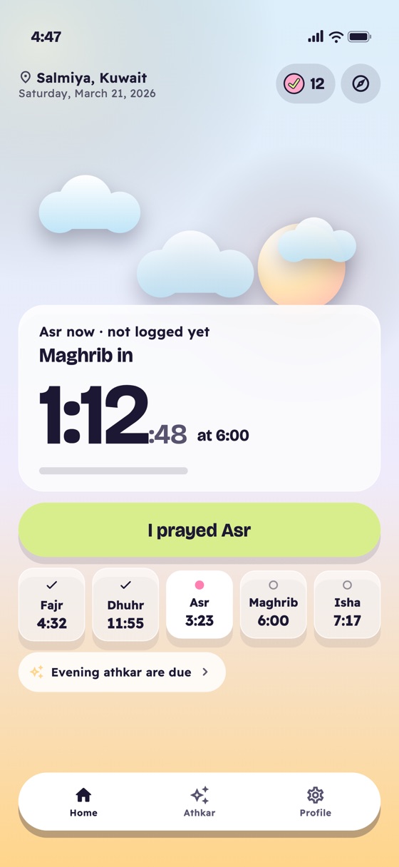 Home: the countdown to the next prayer
